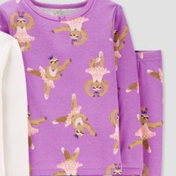 WT 4 piece Pajama Set Ballerina Sloth Sz 2T - Picture 3 of 4
